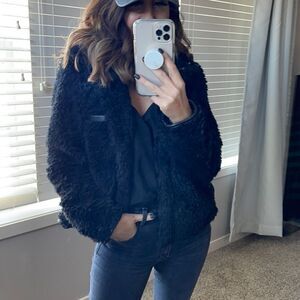 Black faux fur jacket